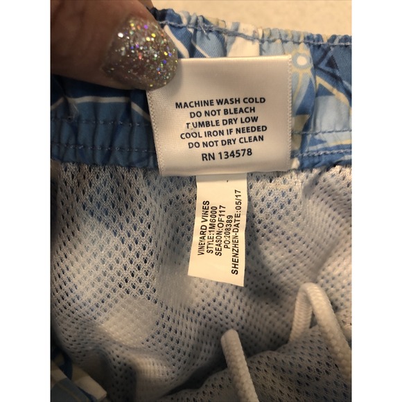 VINEYARD VINES Mens Size L Blue Swim Trunks Novelty Umbrella Beach Summer Shorts - Picture 9 of 13